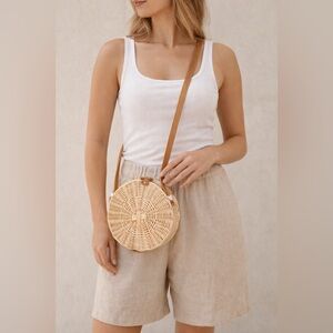 Express Round Wicker Rattan Crossbody Bag | Boho Summer Straw Purse